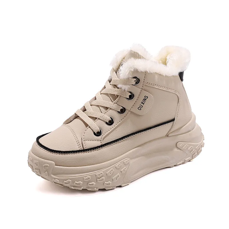 2024 Diseñador High Top Women's 2024 New Winter con zapatos deportivos lujosos y engrosados, zapatos de algodón calientes c