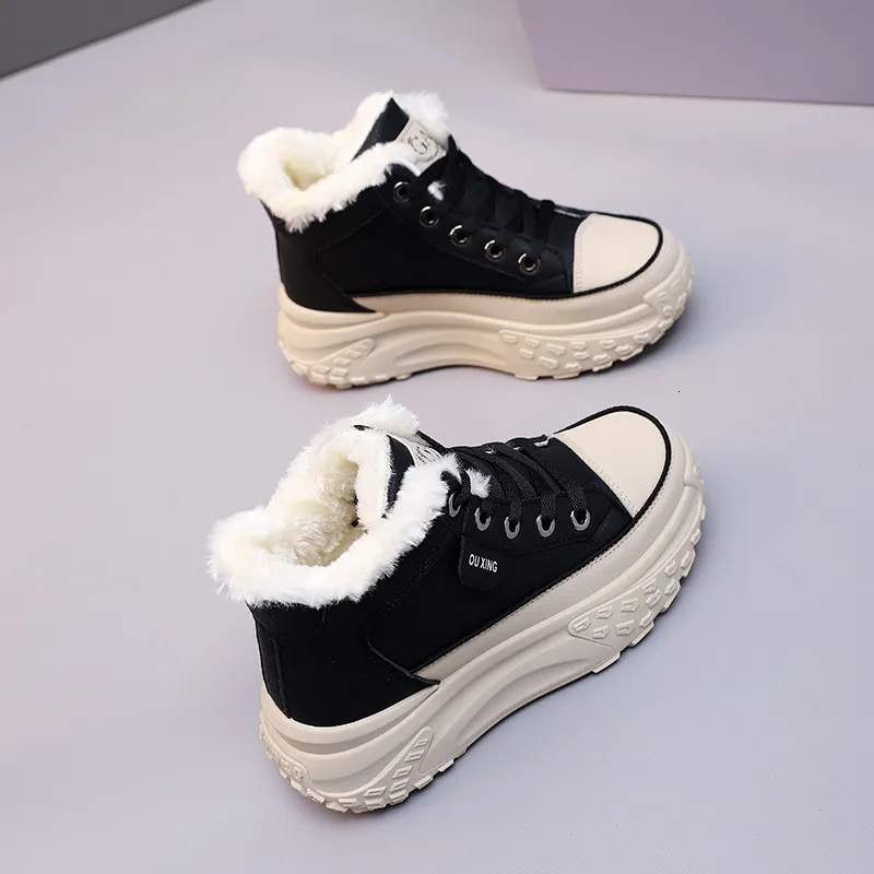 2024 Diseñador High Top Women's 2024 New Winter con zapatos deportivos lujosos y engrosados, zapatos de algodón calientes c