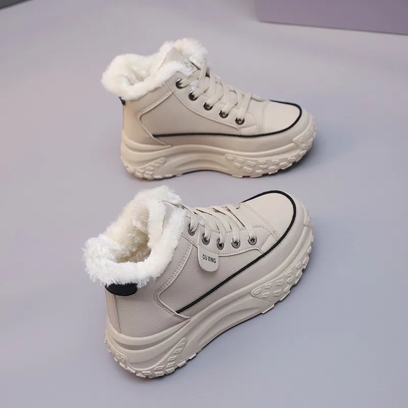 2024 Diseñador High Top Women's 2024 New Winter con zapatos deportivos lujosos y engrosados, zapatos de algodón calientes c