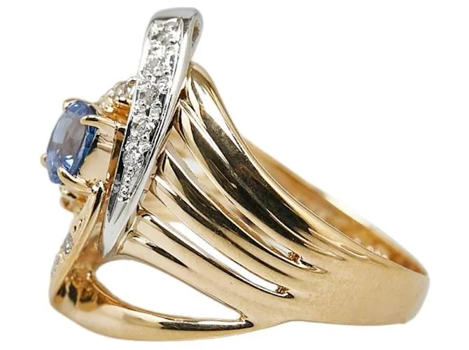 & Other Stories Anillo de base de oro con combinación de zafiro de 0.51 ct y diamante de 0.13 ct, talla 11.5 en excelente es