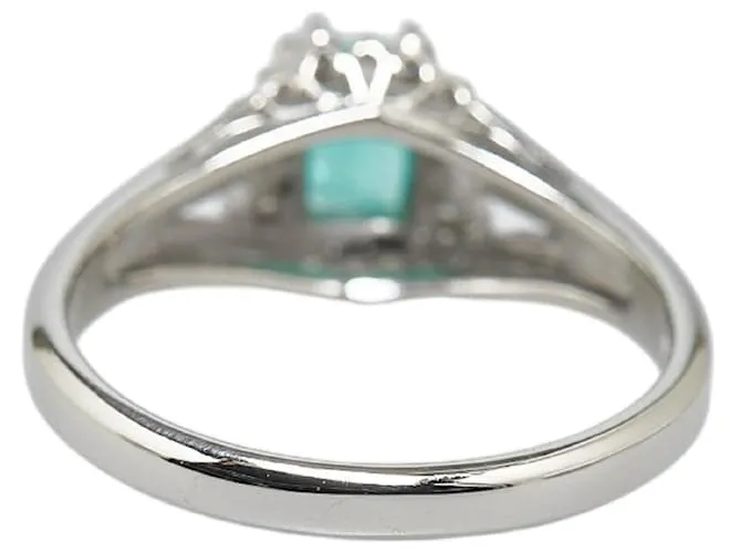 & Other Stories Anillo de platino Pt900 con esmeralda de 0.46 ct y diamante de 0.09 ct en excelente estado Plata 