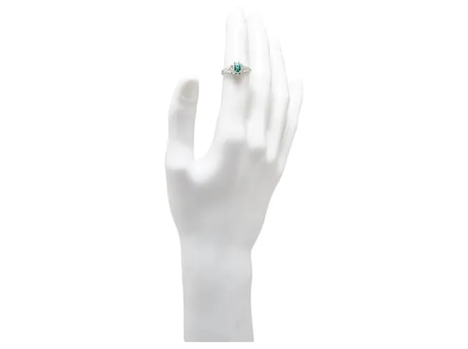 & Other Stories Anillo de platino Pt900 con esmeralda de 0.46 ct y diamante de 0.09 ct en excelente estado Plata 