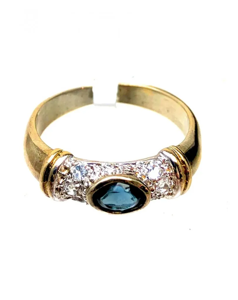 ANILLO CAHAPADO ORO 24K ZAFIRO Y CIRCONITAS (TODAS LAS MEDIADAS)