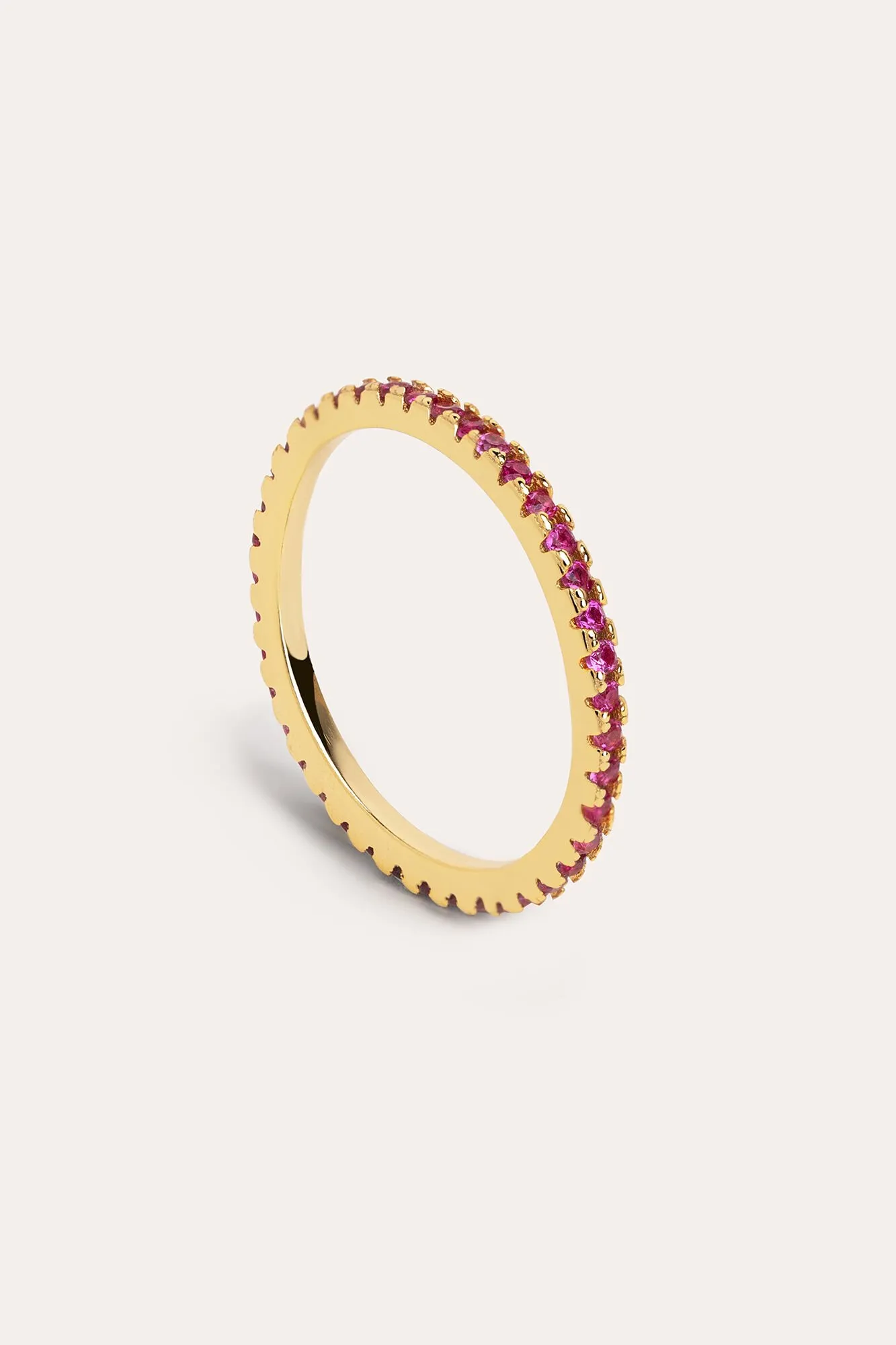 Anillo Cleo Raspberry Plata Baño Oro