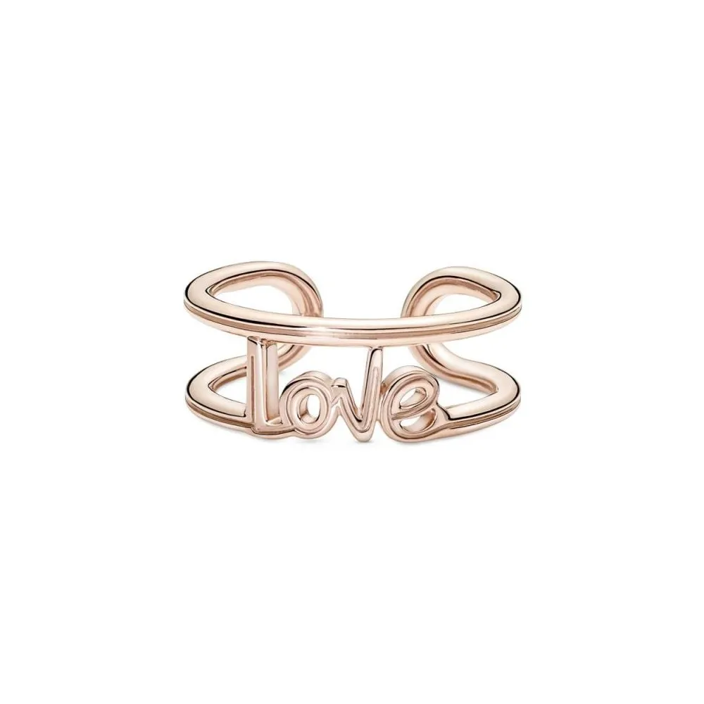 Anillo con un recubrimiento en oro rosa de 14k Abierto Love Pandora ME