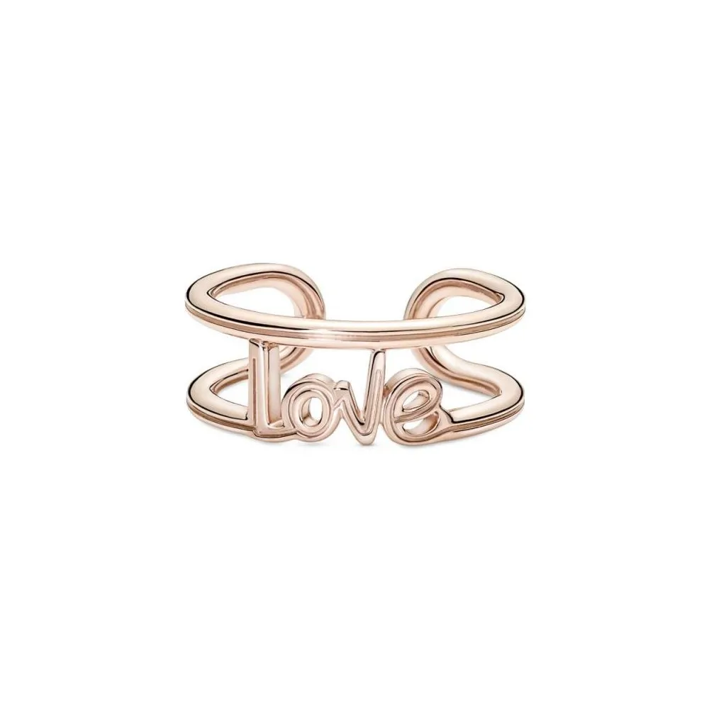 Anillo con un recubrimiento en oro rosa de 14k Abierto Love Pandora ME