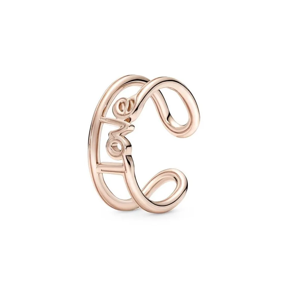 Anillo con un recubrimiento en oro rosa de 14k Abierto Love Pandora ME