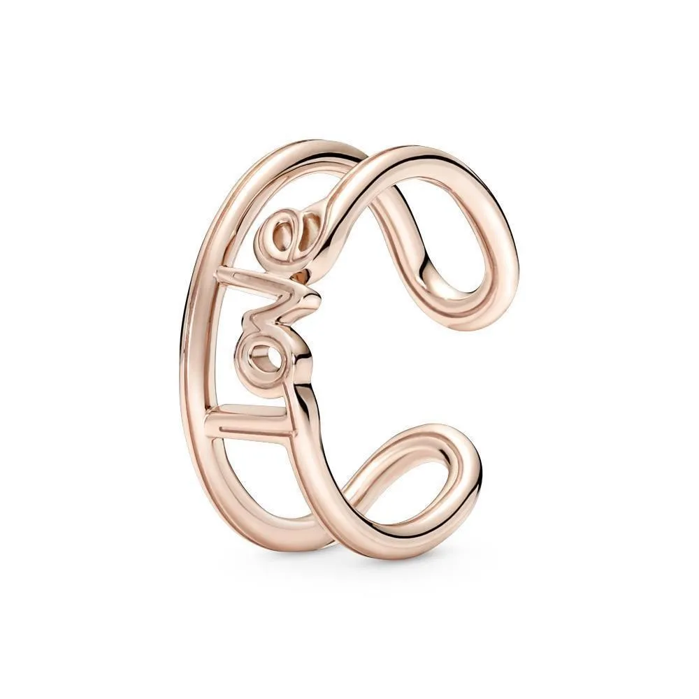Anillo con un recubrimiento en oro rosa de 14k Abierto Love Pandora ME