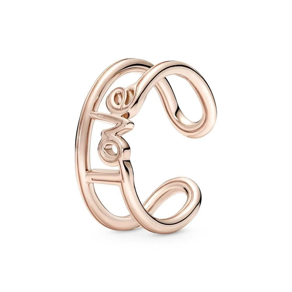 Anillo con un recubrimiento en oro rosa de 14k Abierto Love Pandora ME