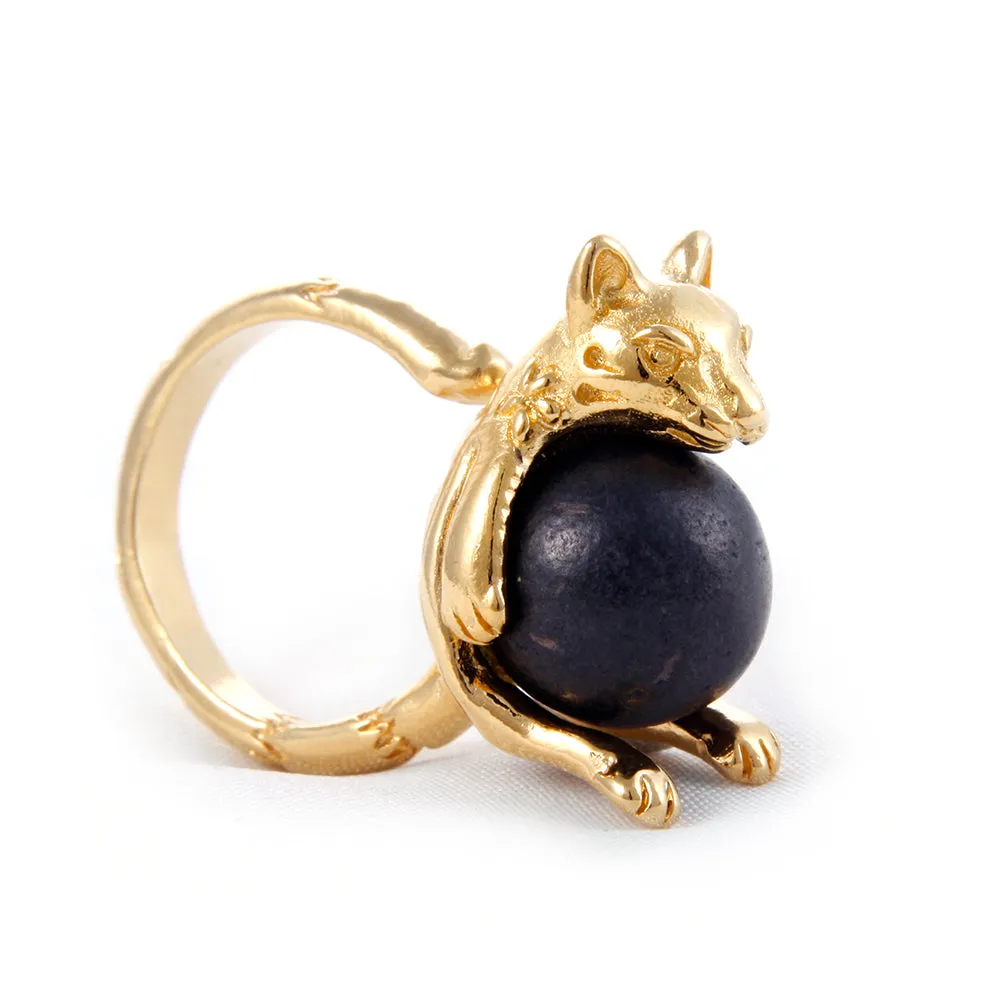 ANILLO GATO BARRIGóN CHAPA DE ORO
