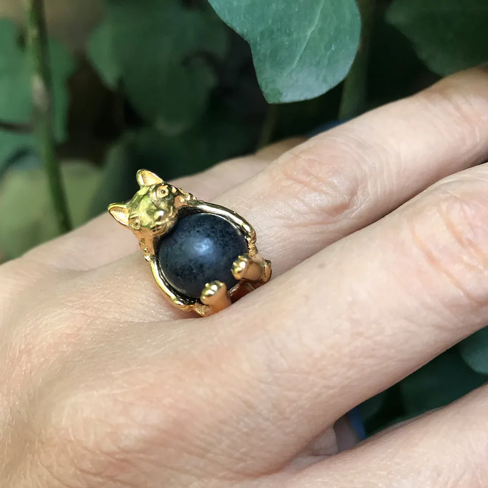ANILLO GATO BARRIGóN CHAPA DE ORO