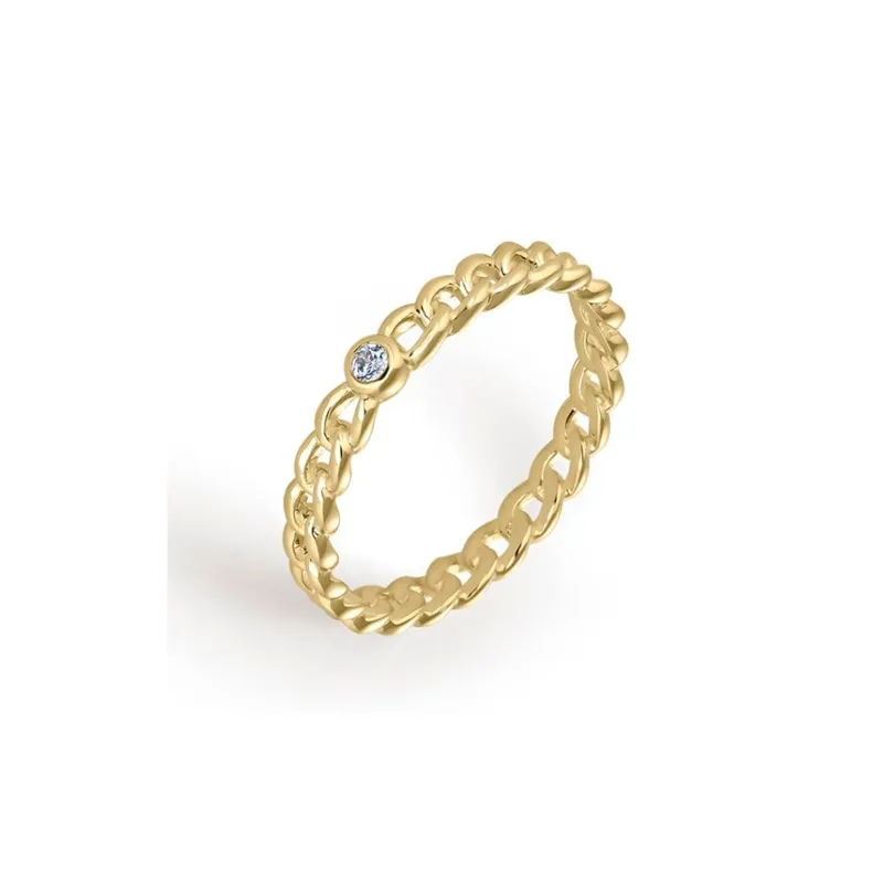ANILLO ITEMPORALITY JOIN ESLABONES PLATA BAñO ORO Y CIRCONITA BLANCA SRN201124