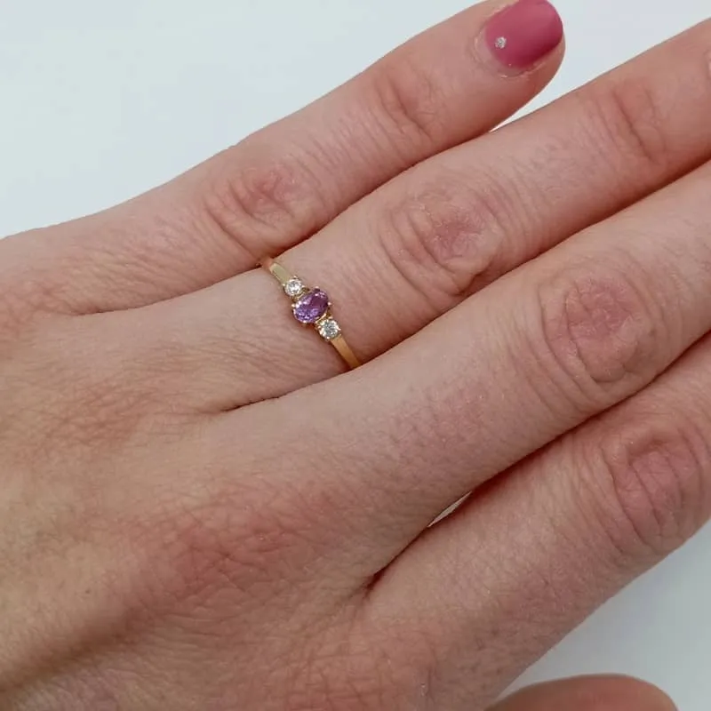 Anillo oro 18k fino amatista