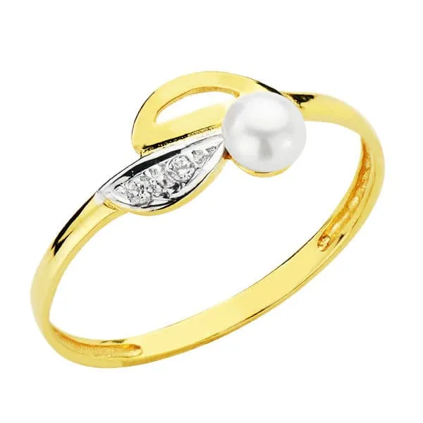Anillo oro bicolor infant hoja circonitas