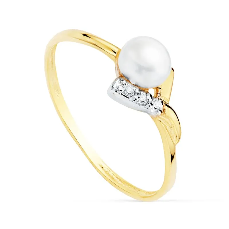 Anillo oro bicolor infant perla circ