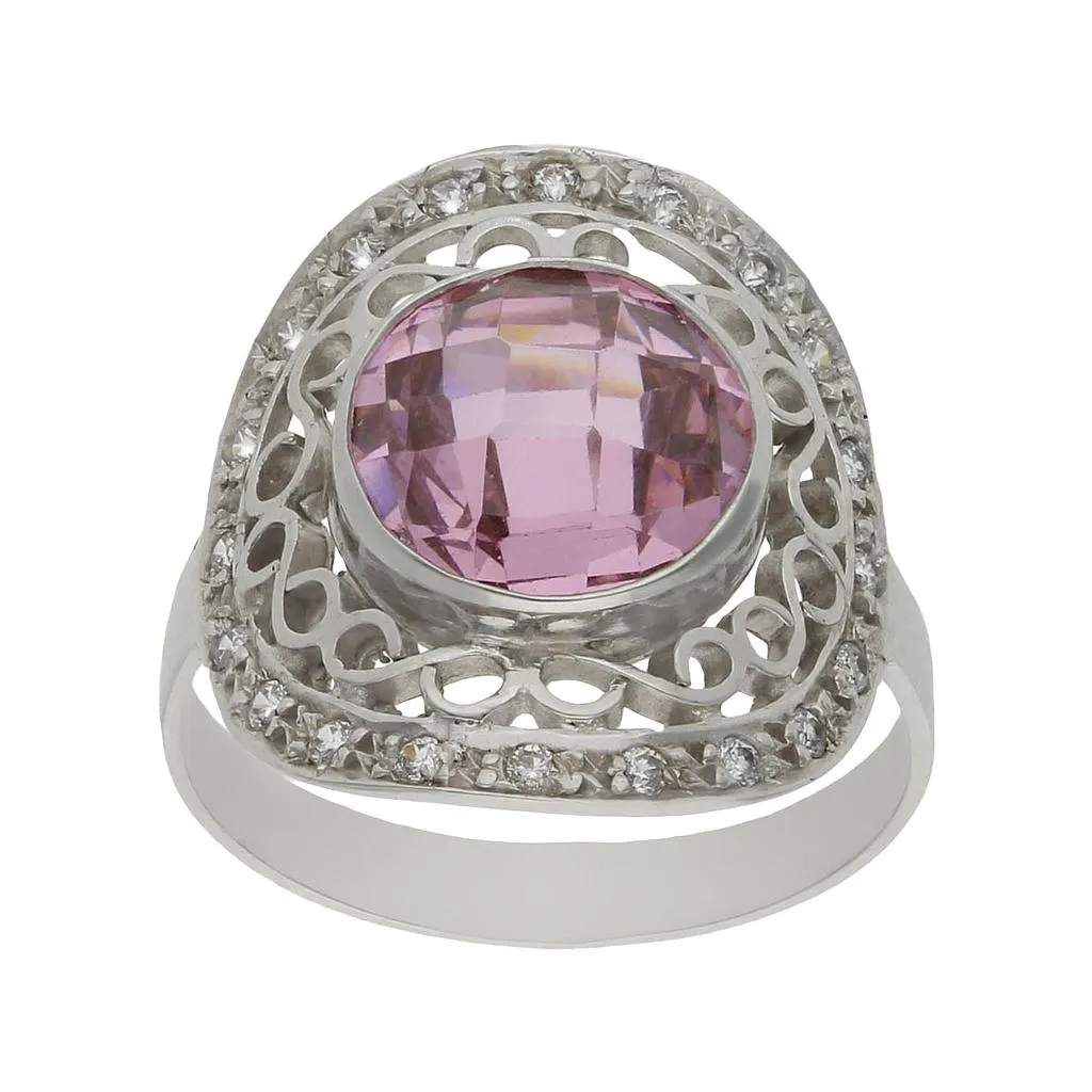 Anillo Oro Blanco Piedra Color 20 mm.