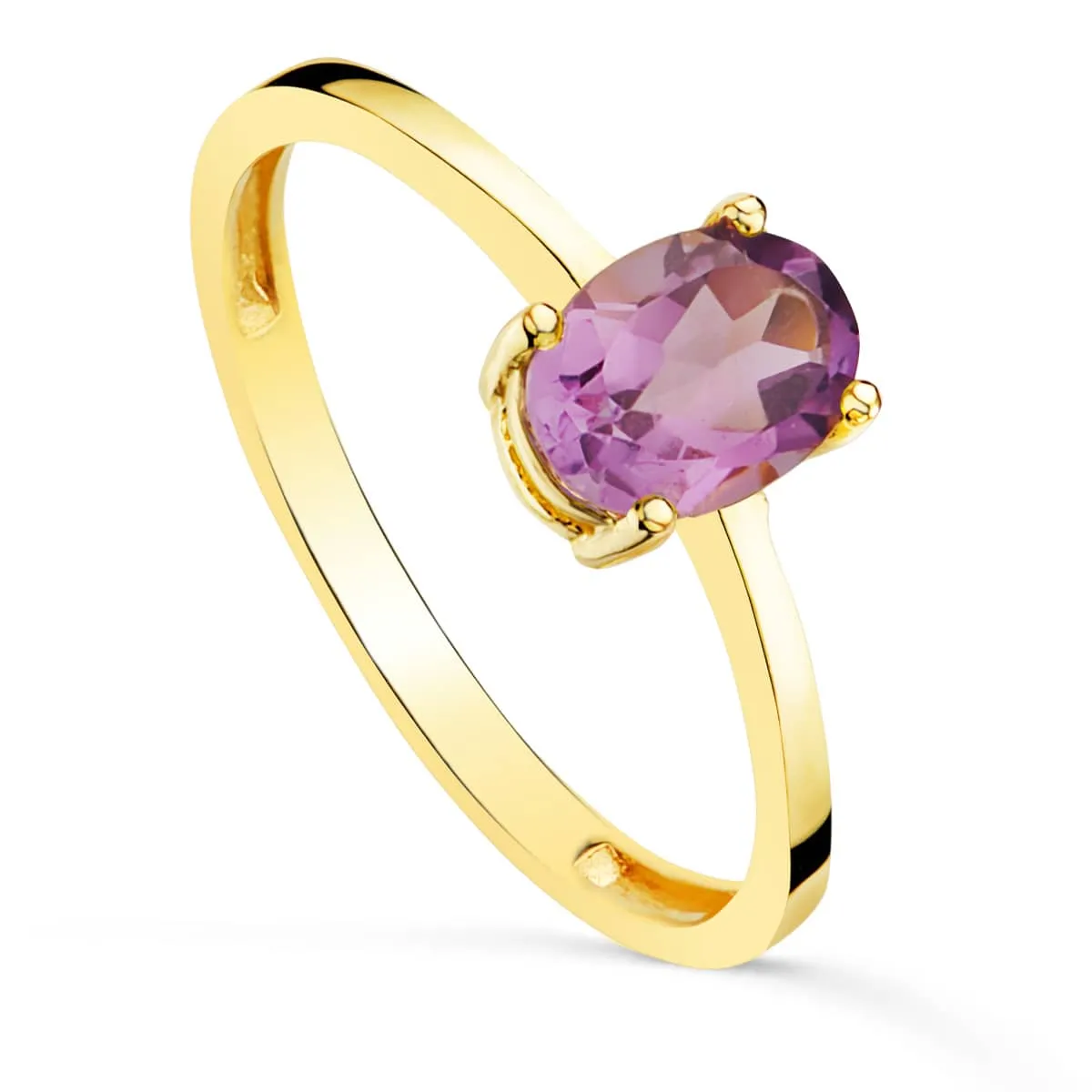 Anillo oro garras piedra amatista