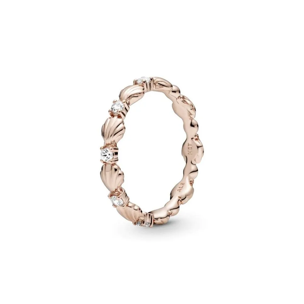 Anillo Pandora Concha Rose con circonita cúbica transparente