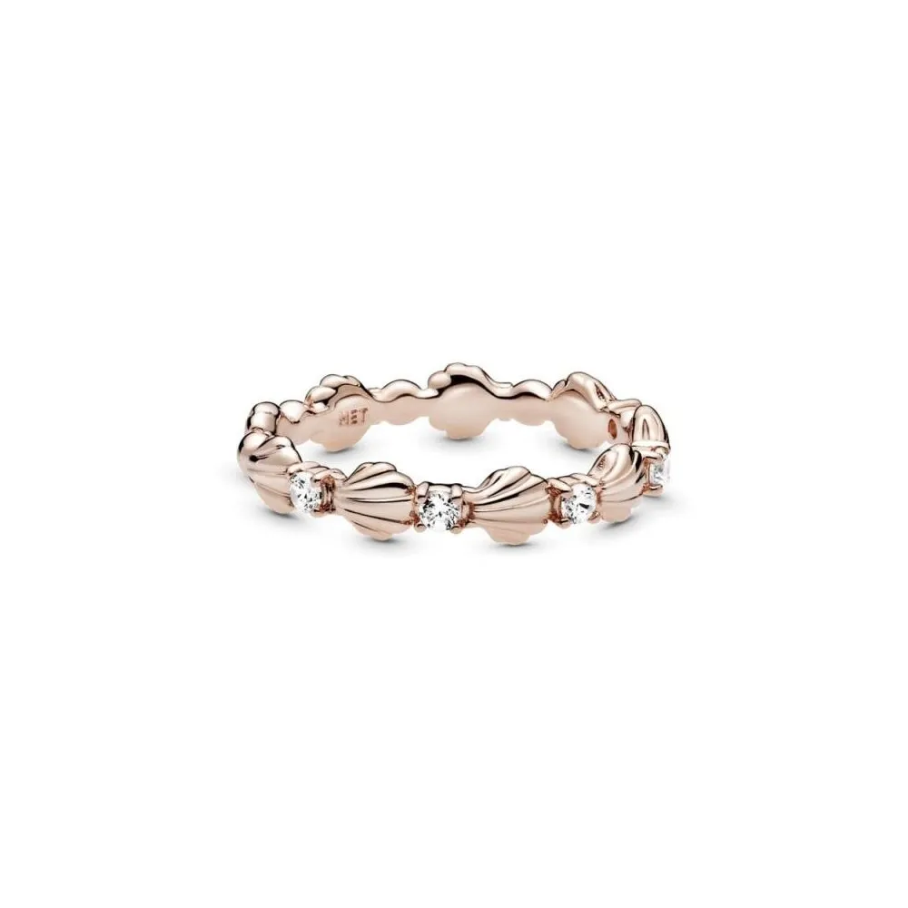 Anillo Pandora Concha Rose con circonita cúbica transparente