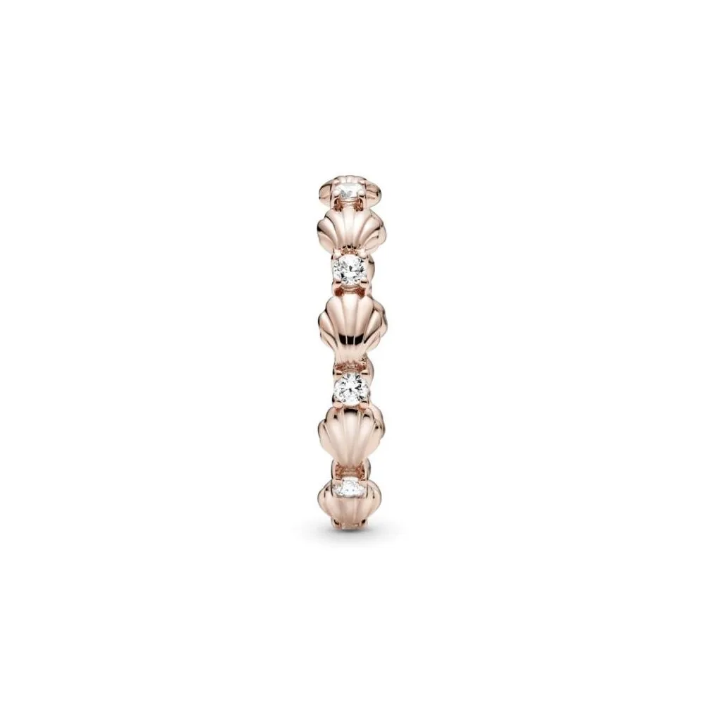 Anillo Pandora Concha Rose con circonita cúbica transparente