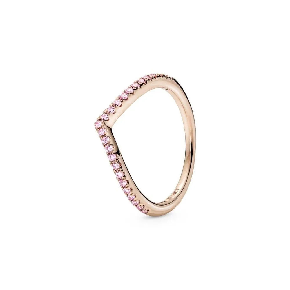 Anillo Pandora Timeless con un recubrimiento en oro rosa de 14k Deseo Reluciente Rosa
