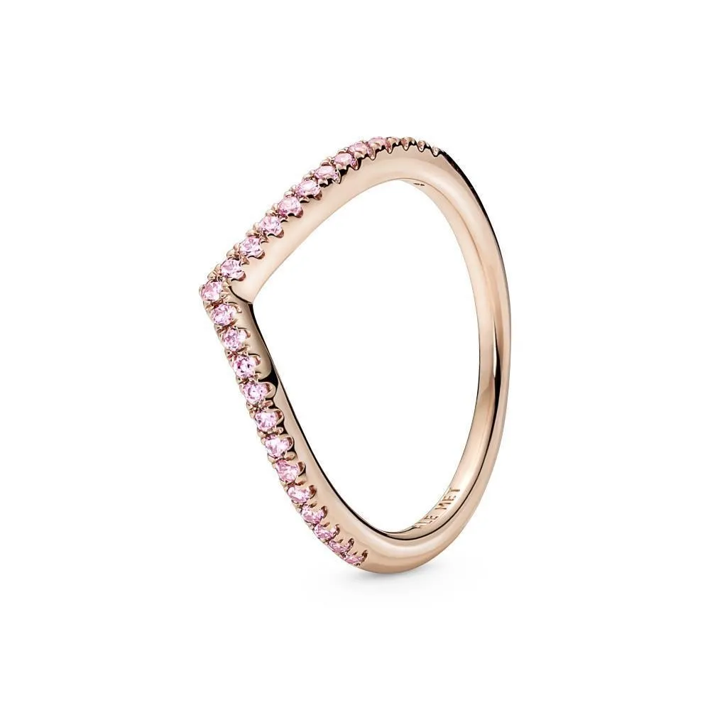 Anillo Pandora Timeless con un recubrimiento en oro rosa de 14k Deseo Reluciente Rosa