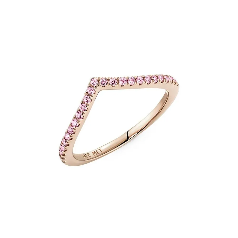 Anillo Pandora Timeless con un recubrimiento en oro rosa de 14k Deseo Reluciente Rosa