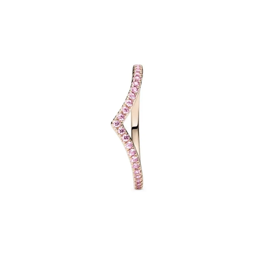 Anillo Pandora Timeless con un recubrimiento en oro rosa de 14k Deseo Reluciente Rosa