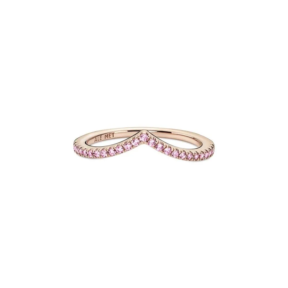 Anillo Pandora Timeless con un recubrimiento en oro rosa de 14k Deseo Reluciente Rosa