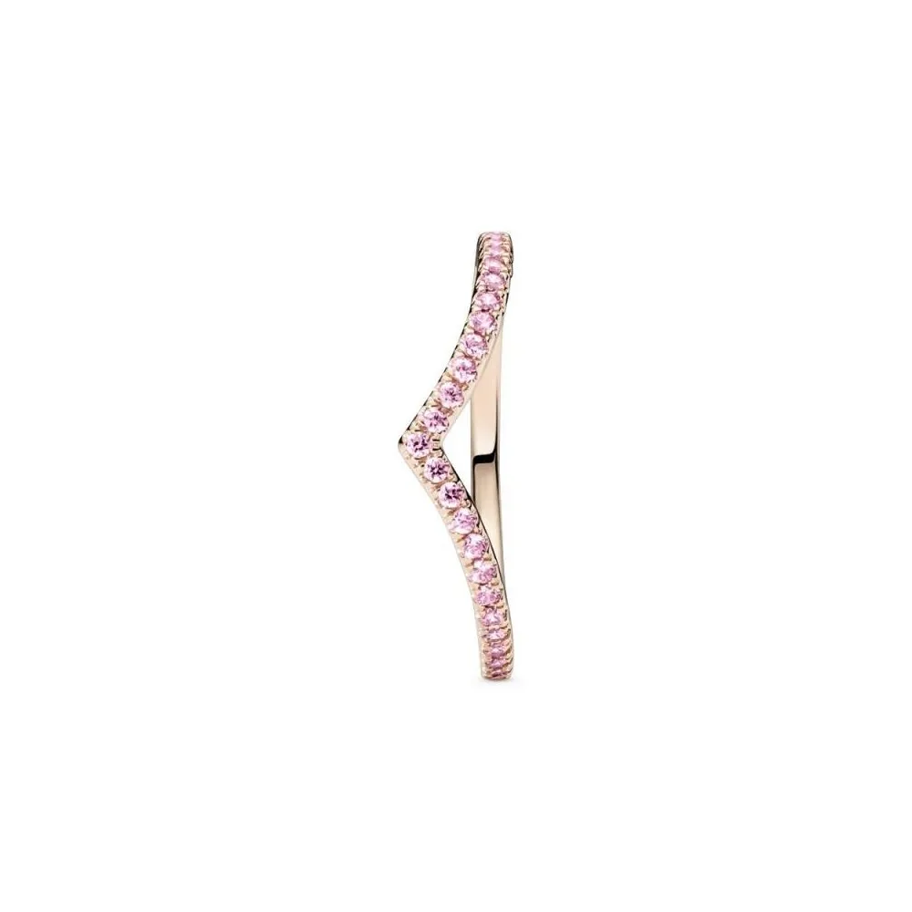 Anillo Pandora Timeless con un recubrimiento en oro rosa de 14k Deseo Reluciente Rosa