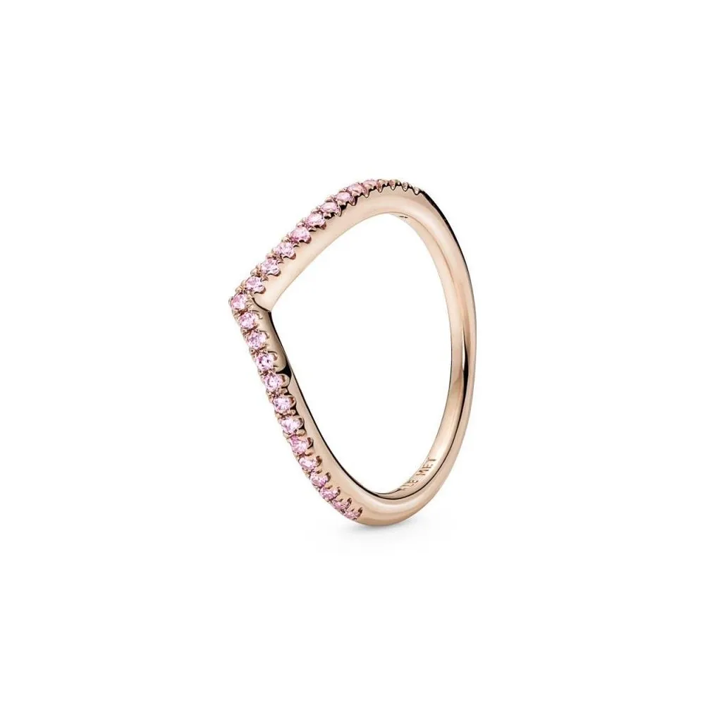 Anillo Pandora Timeless con un recubrimiento en oro rosa de 14k Deseo Reluciente Rosa