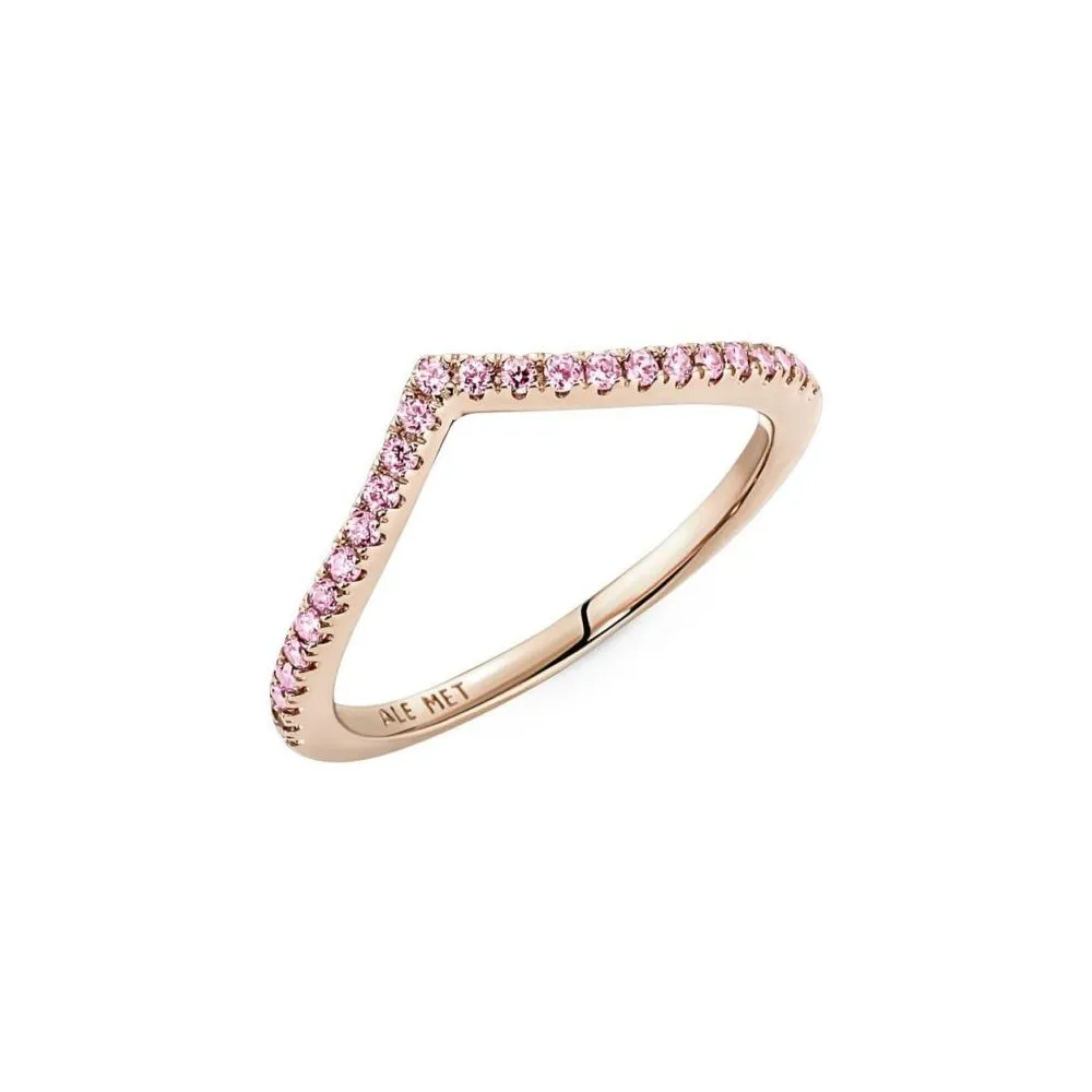Anillo Pandora Timeless con un recubrimiento en oro rosa de 14k Deseo Reluciente Rosa