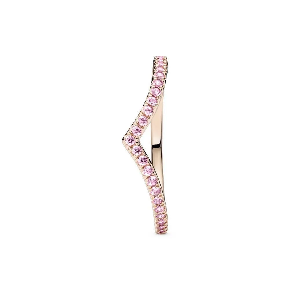 Anillo Pandora Timeless con un recubrimiento en oro rosa de 14k Deseo Reluciente Rosa