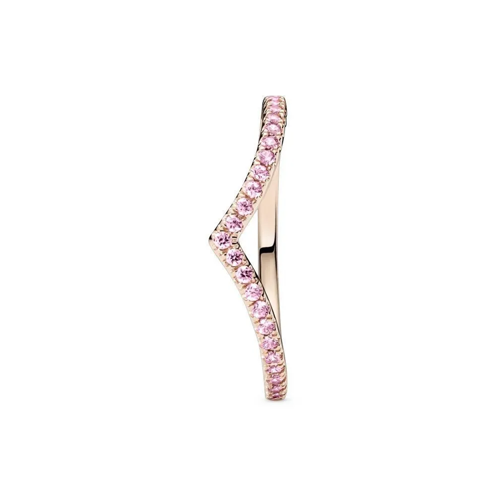 Anillo Pandora Timeless con un recubrimiento en oro rosa de 14k Deseo Reluciente Rosa