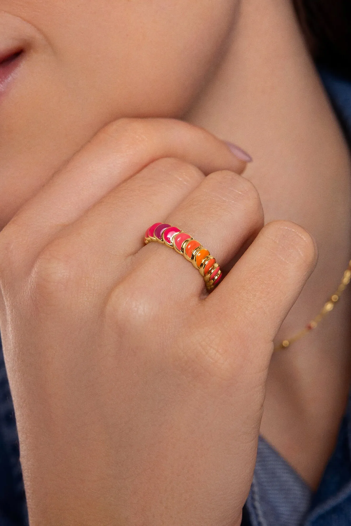 Anillo Sunset Scales Baño Oro