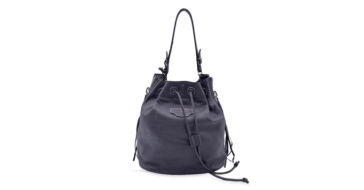 Balenciaga Cubo con plato de papel de cuero gris con cordón 