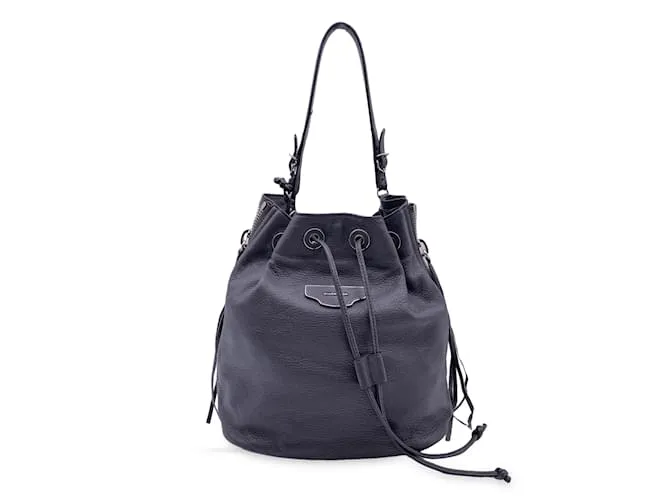 Balenciaga Cubo con plato de papel de cuero gris con cordón 