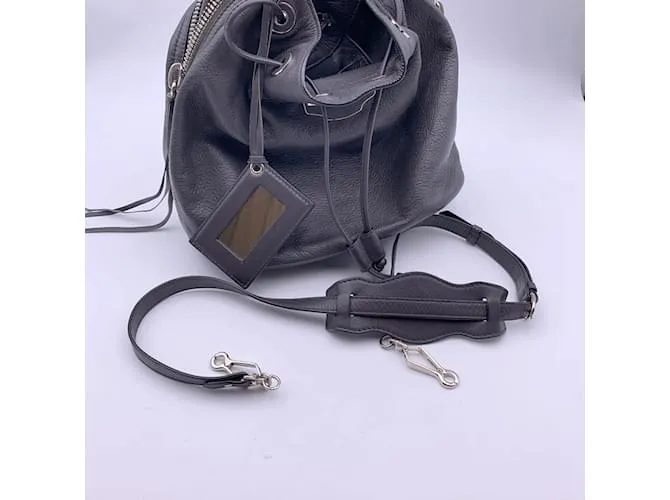 Balenciaga Cubo con plato de papel de cuero gris con cordón 