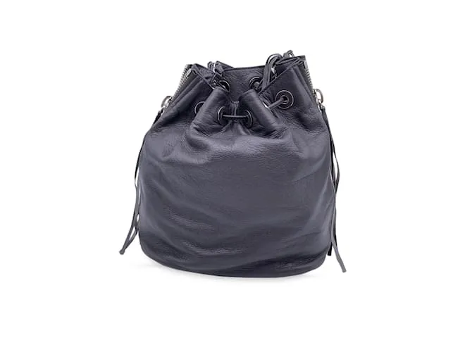 Balenciaga Cubo con plato de papel de cuero gris con cordón 