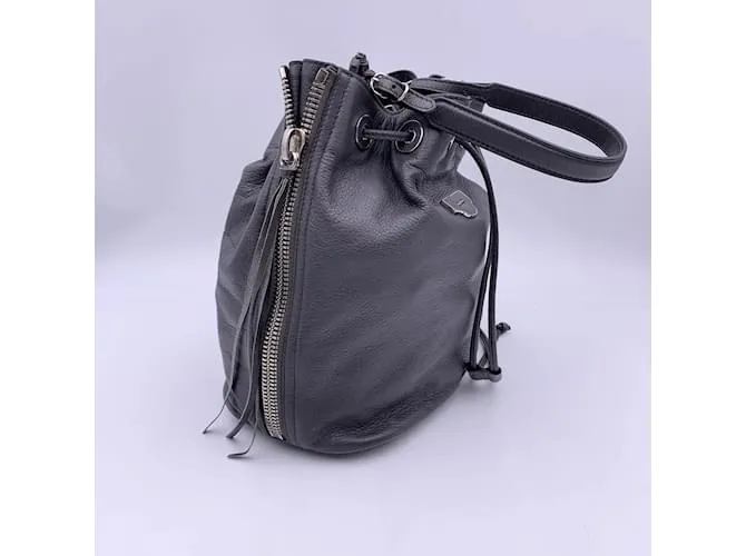 Balenciaga Cubo con plato de papel de cuero gris con cordón 