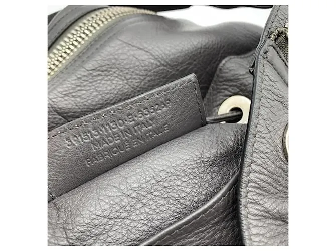 Balenciaga Cubo con plato de papel de cuero gris con cordón 