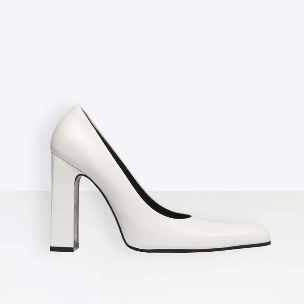 BALENCIAGA ZAPATOS DE MUJER ZAPATOS DE TACóN DE PIEL DE BECERRO ESMALTADA CON PUNTA REDONDA TACóN DE 110 MMBLANCO