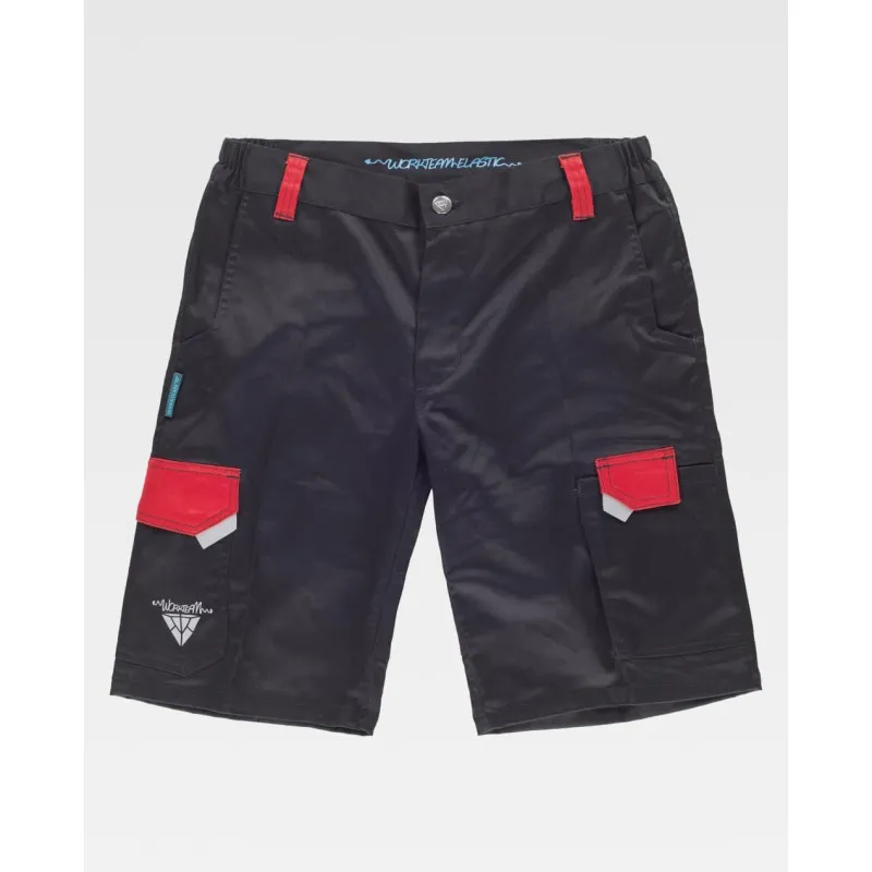 Bermuda eslástica multibolsillos WORKTEAM WF2817 combinada