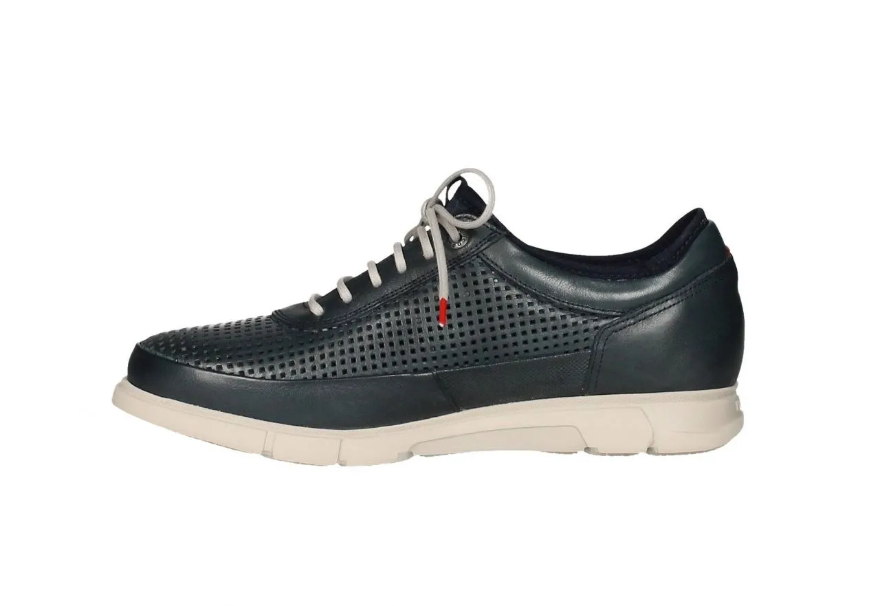 Blucher Piel Azul Todo Calados Piso y Cordones Gris 1/2 Peso