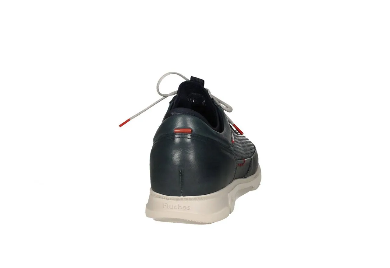Blucher Piel Azul Todo Calados Piso y Cordones Gris 1/2 Peso