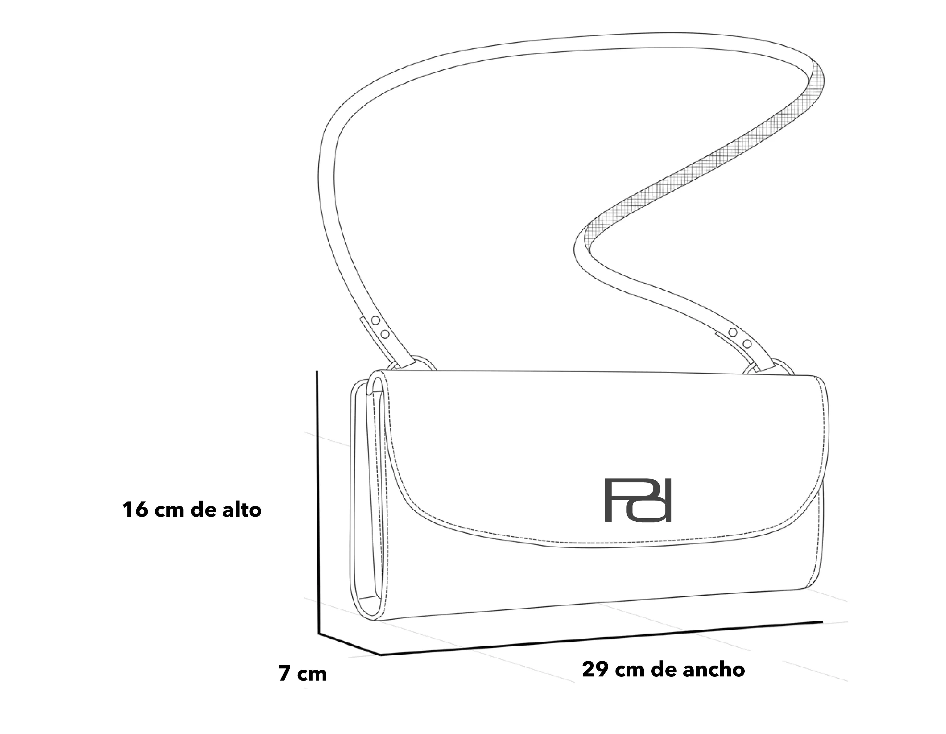 Bolso bandolera color negro de piel bombeada para mujer con detalle Pd