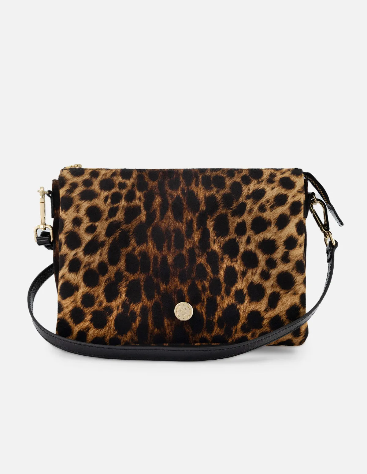 Bolso bandolera de textil animal print para mujer