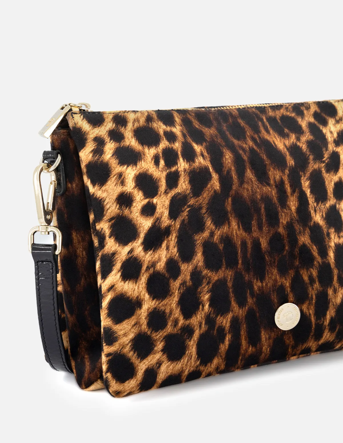 Bolso bandolera de textil animal print para mujer