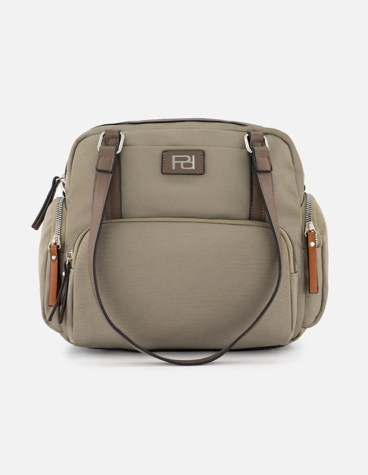 Bolso bowling de nylon color beige para mujer
