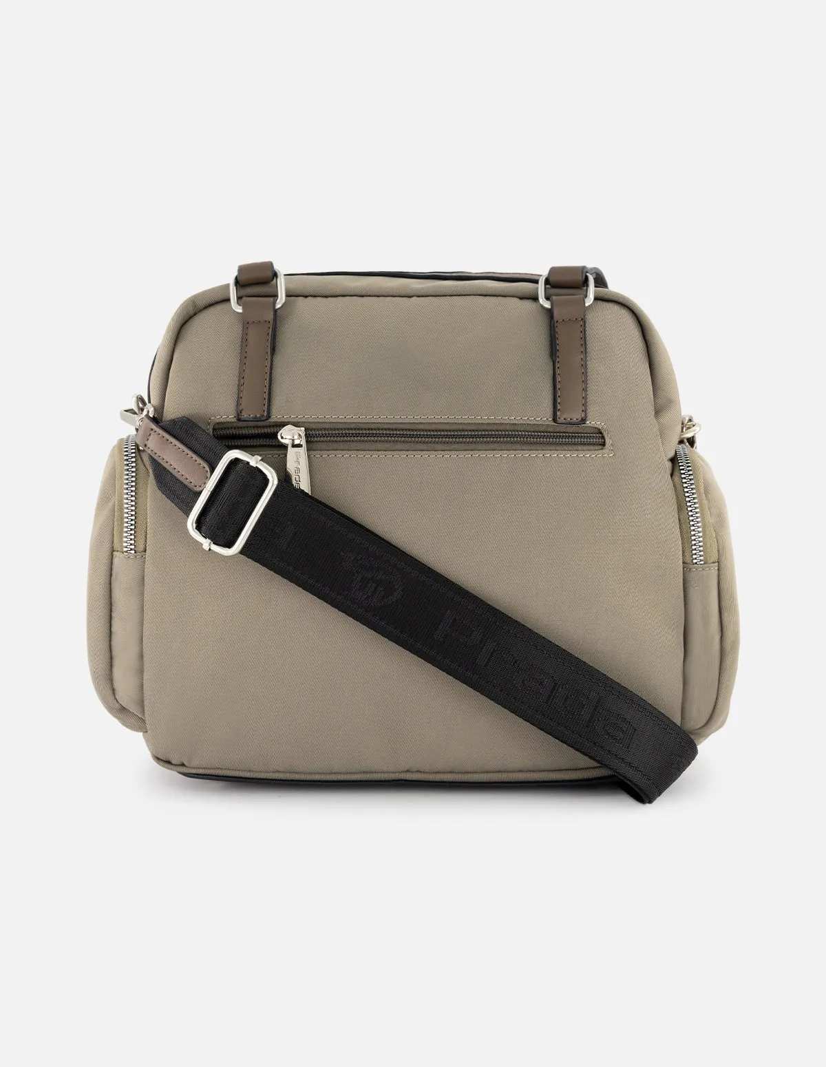 Bolso bowling de nylon color beige para mujer